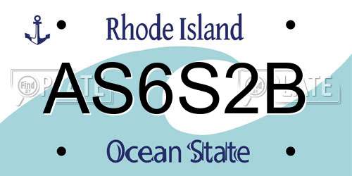 AS6S2B Rhode Island License Plate
