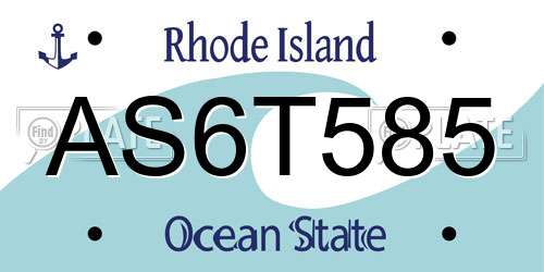 AS6T585 Rhode Island License Plate