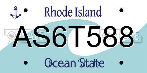 AS6T588 Rhode Island License Plate