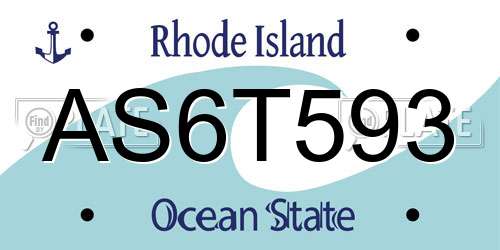 AS6T593 Rhode Island License Plate