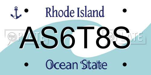 AS6T8S Rhode Island License Plate