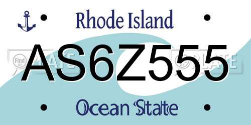 AS6Z555 Rhode Island License Plate