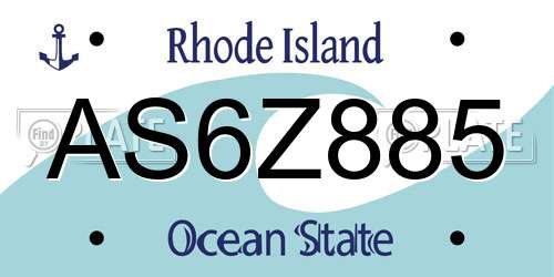 AS6Z885 Rhode Island License Plate