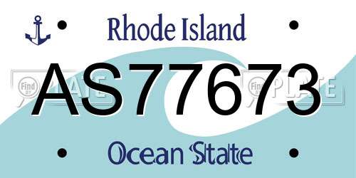 AS77673 Rhode Island License Plate