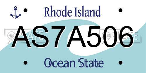 AS7A506 Rhode Island License Plate