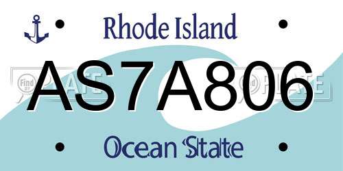 AS7A806 Rhode Island License Plate