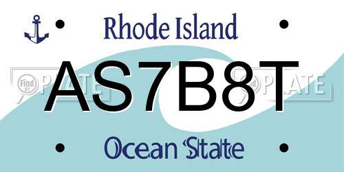 AS7B8T Rhode Island License Plate
