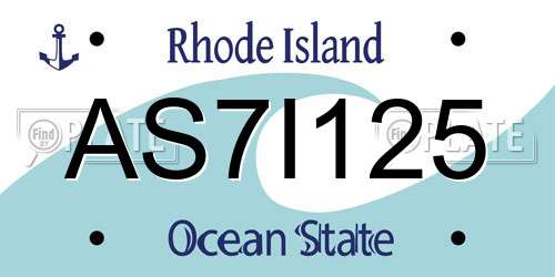 AS7I125 Rhode Island License Plate