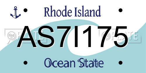 AS7I175 Rhode Island License Plate