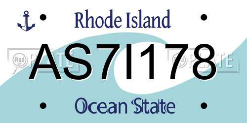 AS7I178 Rhode Island License Plate