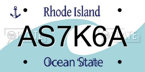 AS7K6A Rhode Island License Plate
