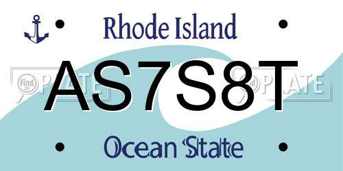 AS7S8T Rhode Island License Plate