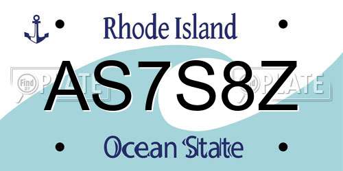 AS7S8Z Rhode Island License Plate