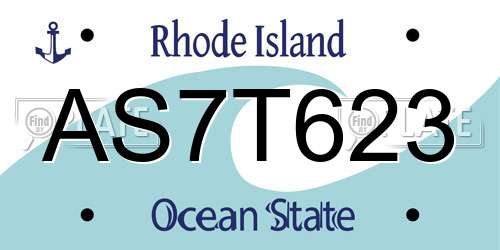 AS7T623 Rhode Island License Plate