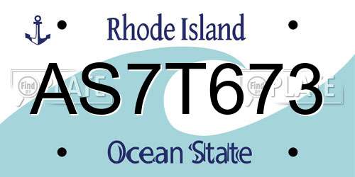 AS7T673 Rhode Island License Plate