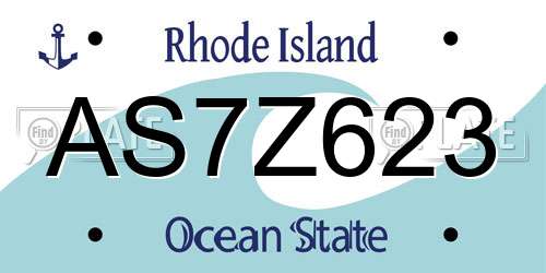 AS7Z623 Rhode Island License Plate