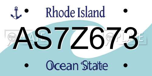 AS7Z673 Rhode Island License Plate
