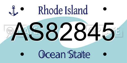 AS82845 Rhode Island License Plate