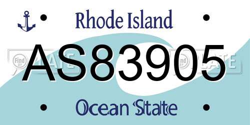 AS83905 Rhode Island License Plate