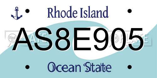 AS8E905 Rhode Island License Plate