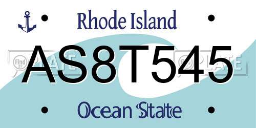 AS8T545 Rhode Island License Plate