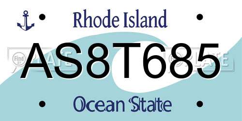 AS8T685 Rhode Island License Plate