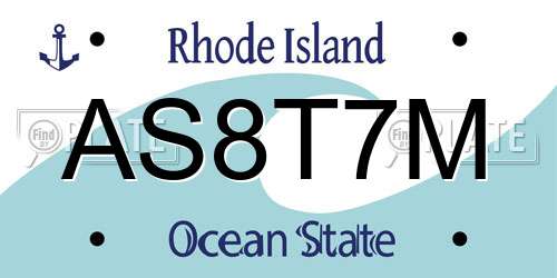 AS8T7M Rhode Island License Plate