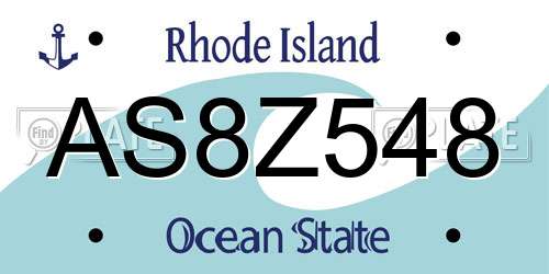 AS8Z548 Rhode Island License Plate