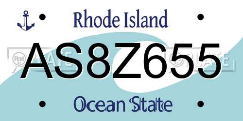 AS8Z655 Rhode Island License Plate