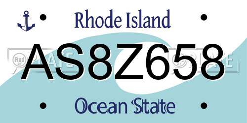 AS8Z658 Rhode Island License Plate