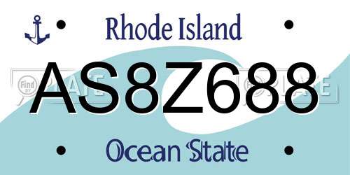 AS8Z688 Rhode Island License Plate