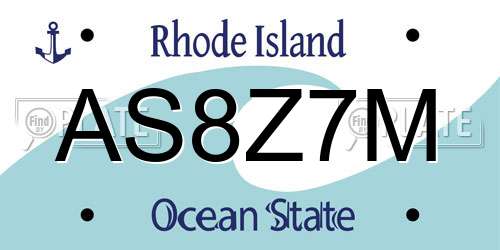 AS8Z7M Rhode Island License Plate
