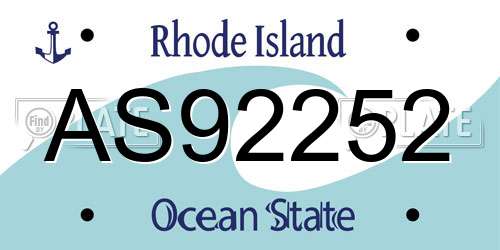 AS92252 Rhode Island License Plate