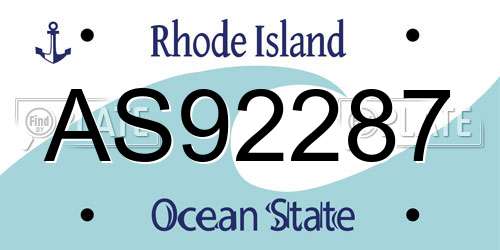 AS92287 Rhode Island License Plate