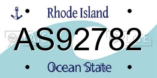 AS92782 Rhode Island License Plate