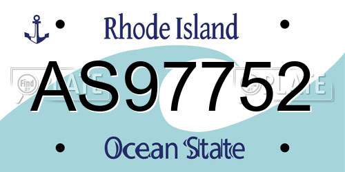 AS97752 Rhode Island License Plate