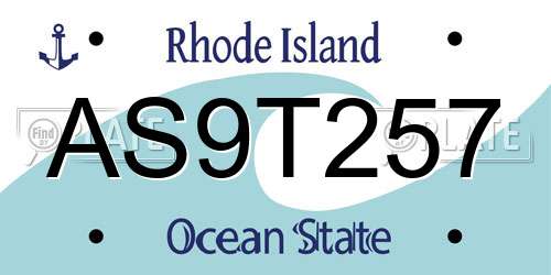 AS9T257 Rhode Island License Plate