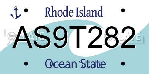 AS9T282 Rhode Island License Plate