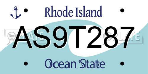 AS9T287 Rhode Island License Plate