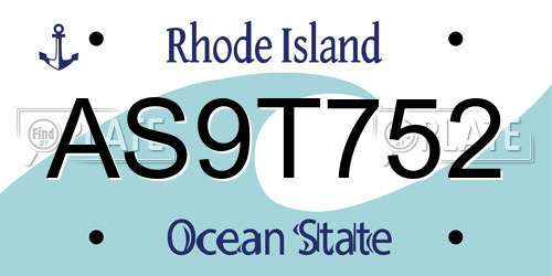 AS9T752 Rhode Island License Plate