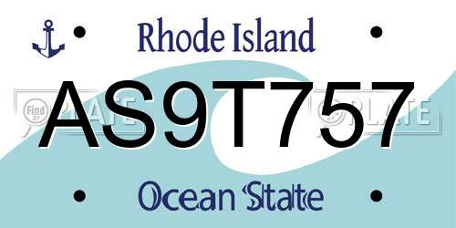 AS9T757 Rhode Island License Plate