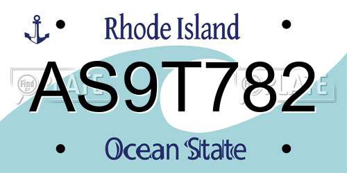 AS9T782 Rhode Island License Plate