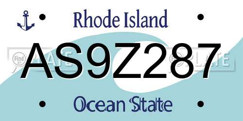 AS9Z287 Rhode Island License Plate