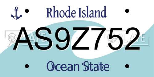 AS9Z752 Rhode Island License Plate