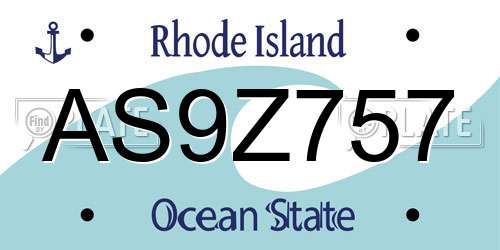 AS9Z757 Rhode Island License Plate