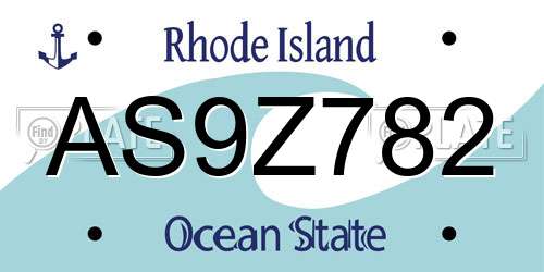 AS9Z782 Rhode Island License Plate