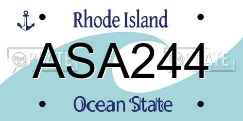 ASA244 Rhode Island License Plate