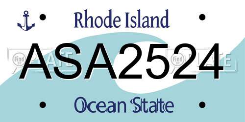 ASA2524 Rhode Island License Plate