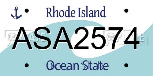 ASA2574 Rhode Island License Plate