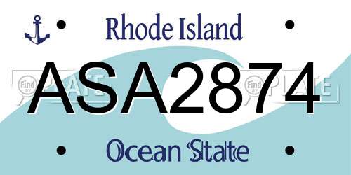 ASA2874 Rhode Island License Plate